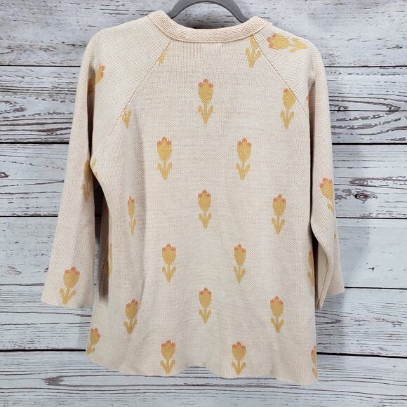 RosaLee Originals California Floral Knit Open Sweater Cardigan Size Medium - Picture 10 of 13